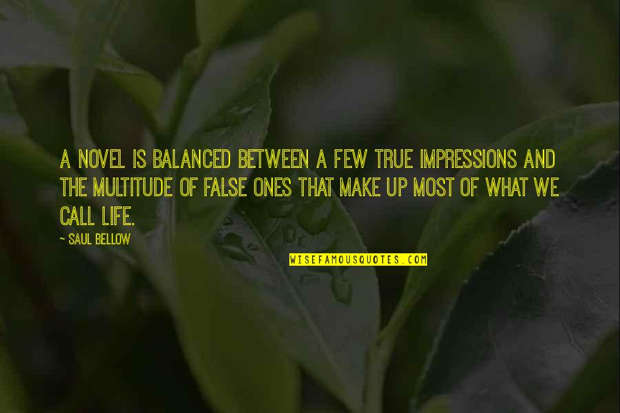 Indefiniteness Contract Quotes By Saul Bellow: A novel is balanced between a few true