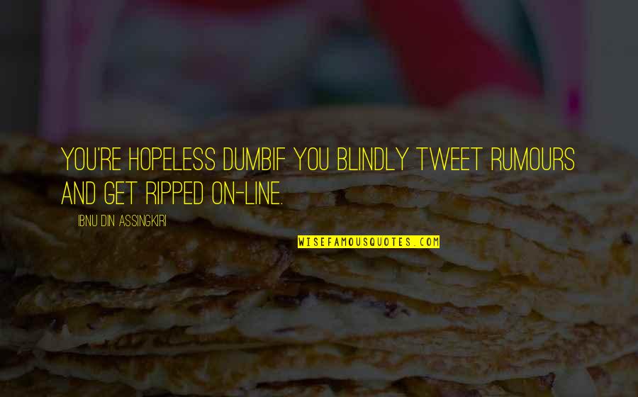 Indefiniteness Quotes By Ibnu Din Assingkiri: You're hopeless dumbif you blindly tweet rumours and