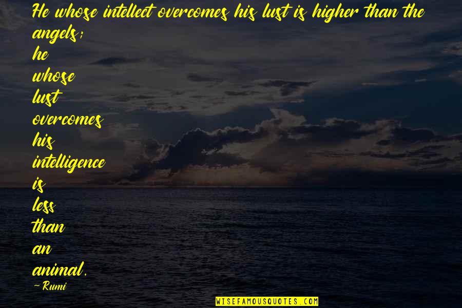 Indentations In Head Quotes By Rumi: He whose intellect overcomes his lust is higher