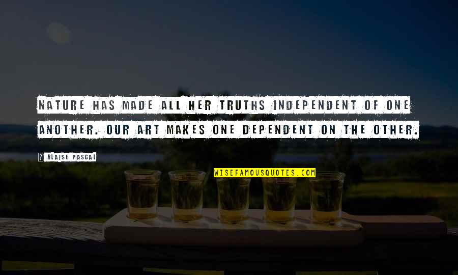 Independent And Dependent Quotes By Blaise Pascal: Nature has made all her truths independent of