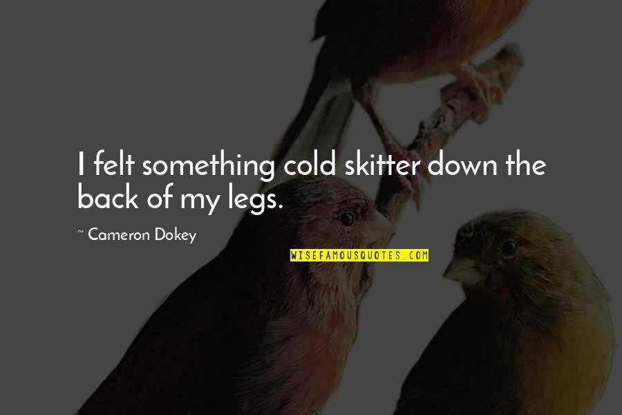 Independent Picture Quotes By Cameron Dokey: I felt something cold skitter down the back