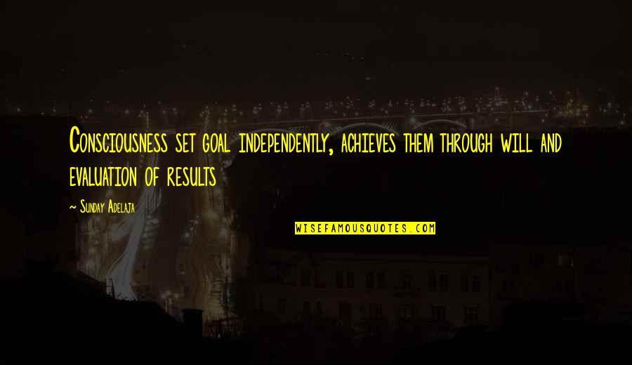 Independently Quotes By Sunday Adelaja: Consciousness set goal independently, achieves them through will