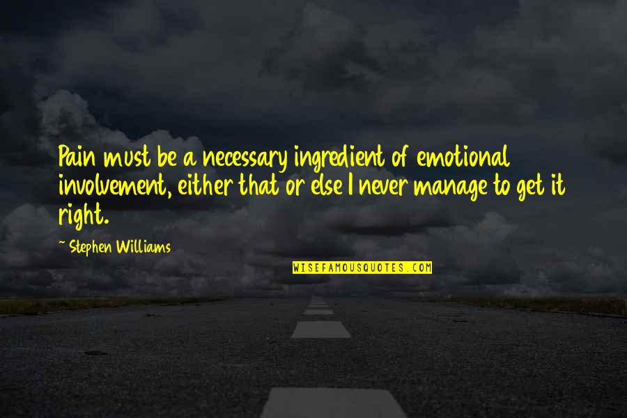 Indescribably Quotes By Stephen Williams: Pain must be a necessary ingredient of emotional