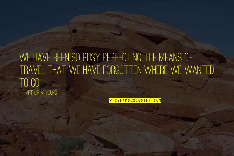 Indeterminado Significado Quotes By Arthur M. Young: We have been so busy perfecting the means Indeterminado Significado Quotes By Arthur M. Young: We have been so busy perfecting the means