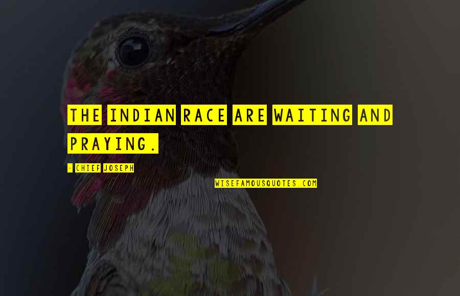 Indian Chief Quotes By Chief Joseph: The Indian race are waiting and praying.