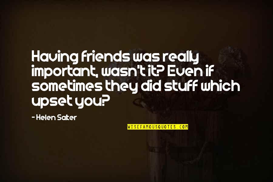 Indian White Man Quotes By Helen Salter: Having friends was really important, wasn't it? Even