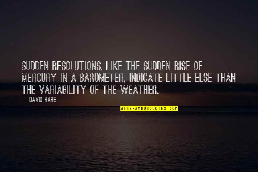 Indicate Quotes By David Hare: Sudden resolutions, like the sudden rise of mercury