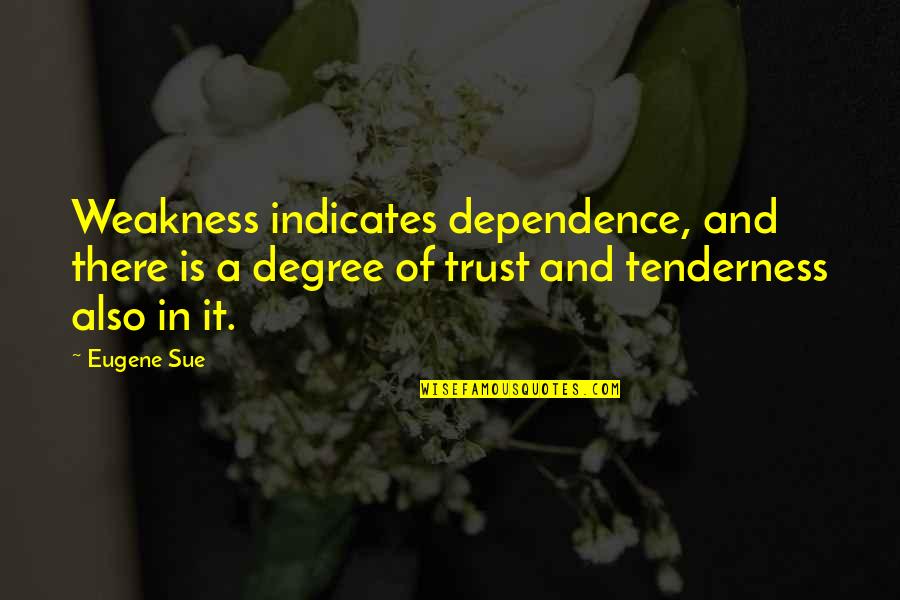 Indicates Quotes By Eugene Sue: Weakness indicates dependence, and there is a degree