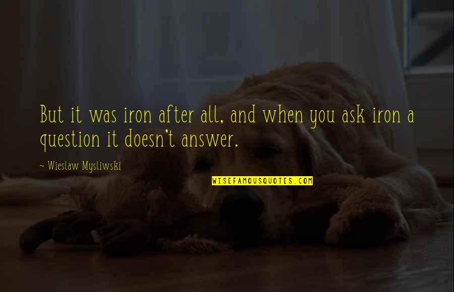Indietro Quotes By Wieslaw Mysliwski: But it was iron after all, and when