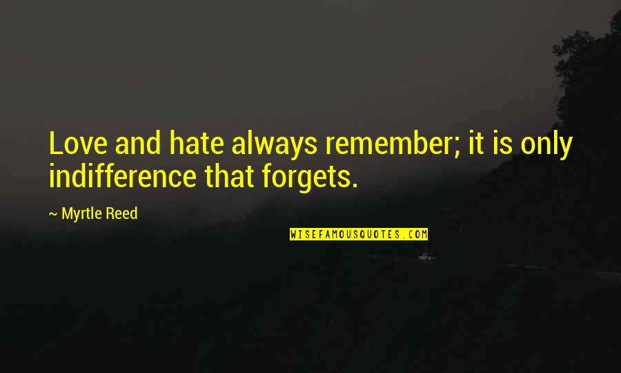 Indifference And Love Quotes By Myrtle Reed: Love and hate always remember; it is only