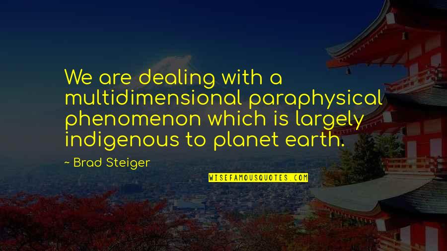 Indigenous Quotes By Brad Steiger: We are dealing with a multidimensional paraphysical phenomenon