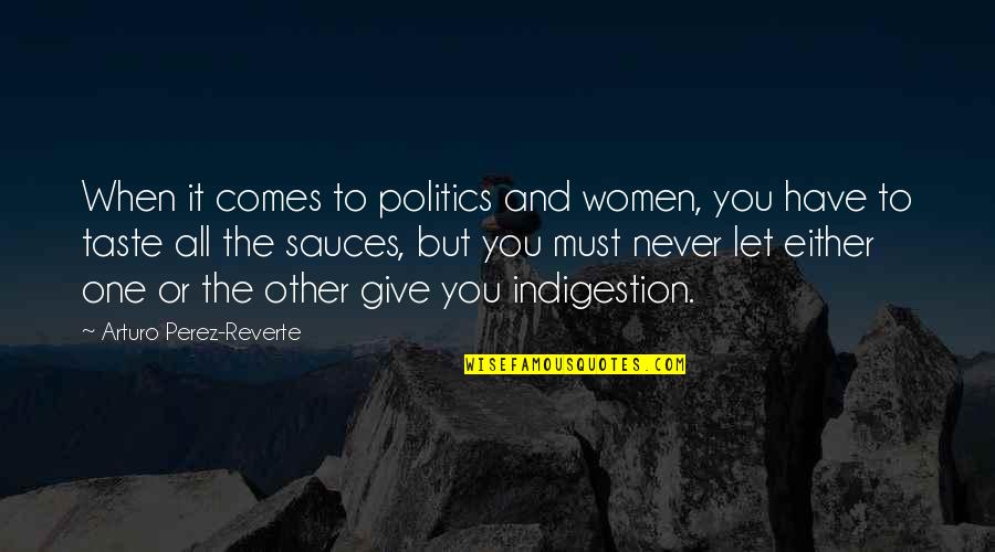Indigestion Quotes By Arturo Perez-Reverte: When it comes to politics and women, you