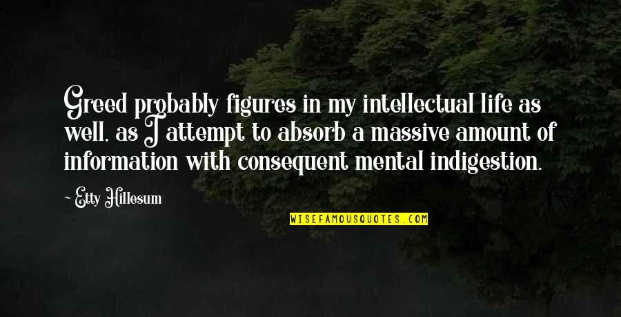 Indigestion Quotes By Etty Hillesum: Greed probably figures in my intellectual life as