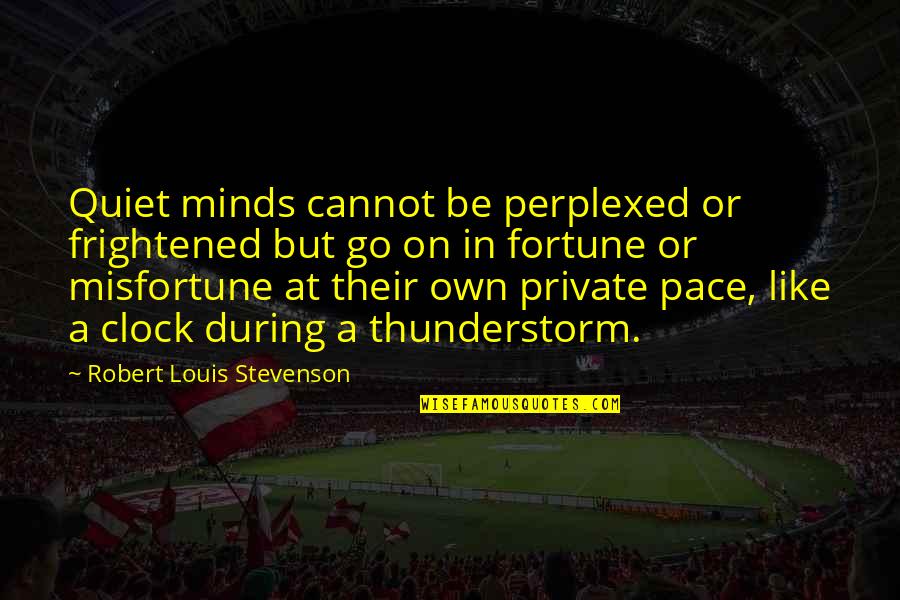 Indignant Def Quotes By Robert Louis Stevenson: Quiet minds cannot be perplexed or frightened but