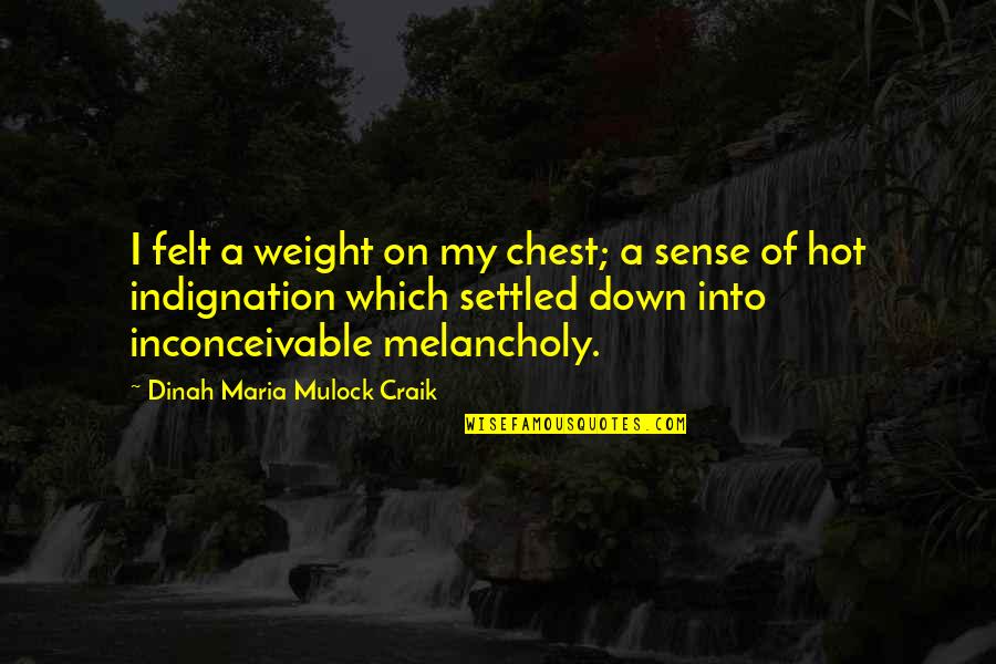 Indignation Quotes By Dinah Maria Mulock Craik: I felt a weight on my chest; a