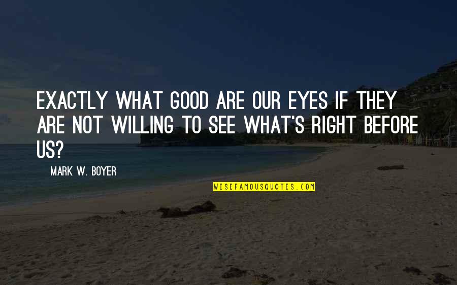 Indijanac Cokolada Quotes By Mark W. Boyer: Exactly what good are our eyes if they
