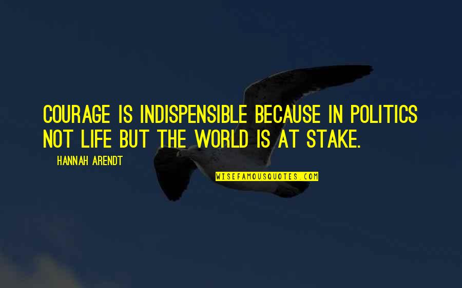 Indispensible Quotes By Hannah Arendt: Courage is indispensible because in politics not life