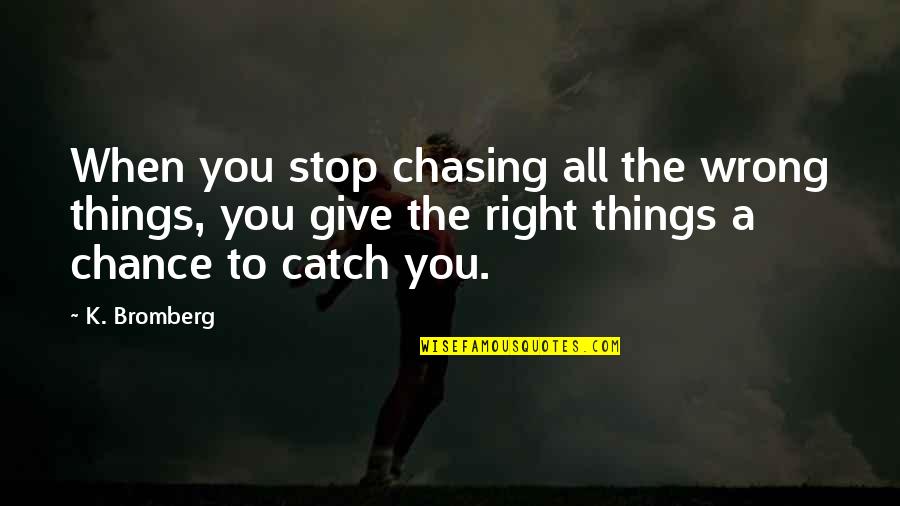 Indistinguishab Quotes By K. Bromberg: When you stop chasing all the wrong things,