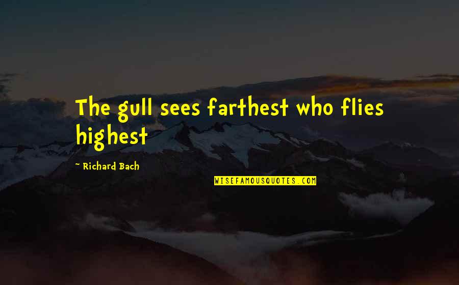 Indistintamente English Quotes By Richard Bach: The gull sees farthest who flies highest Indistintamente English Quotes By Richard Bach: The gull sees farthest who flies highest
