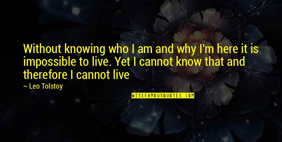 Individual Contribution To Teamwork Quotes By Leo Tolstoy: Without knowing who I am and why I'm