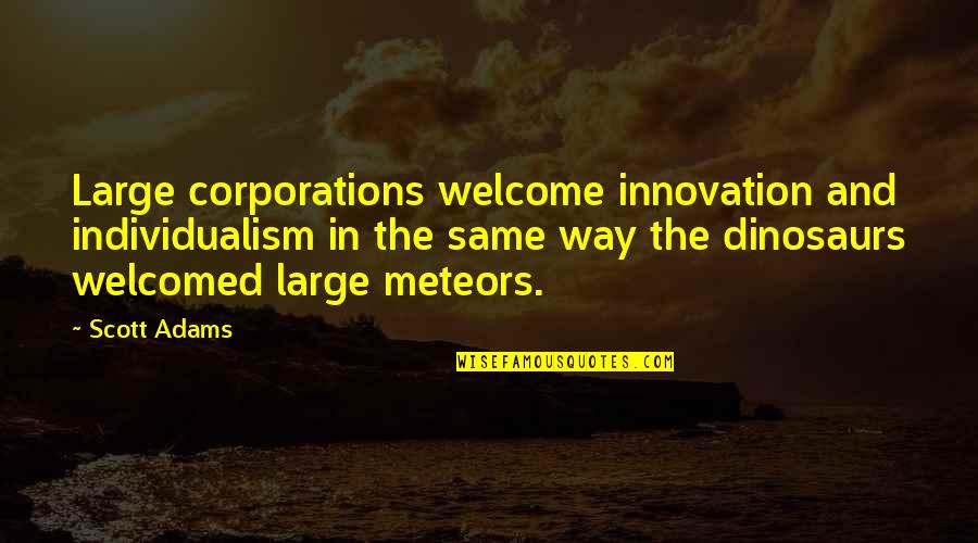 Individualism Quotes By Scott Adams: Large corporations welcome innovation and individualism in the