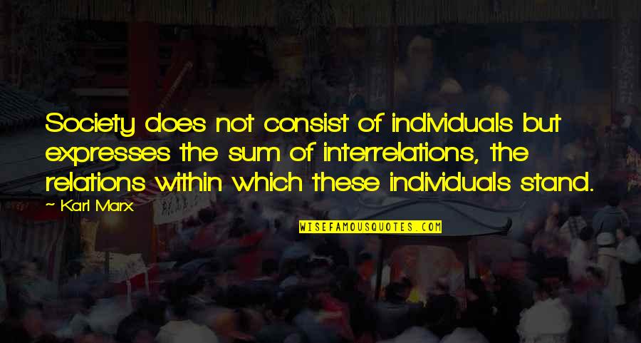 Individuals And Society Quotes By Karl Marx: Society does not consist of individuals but expresses