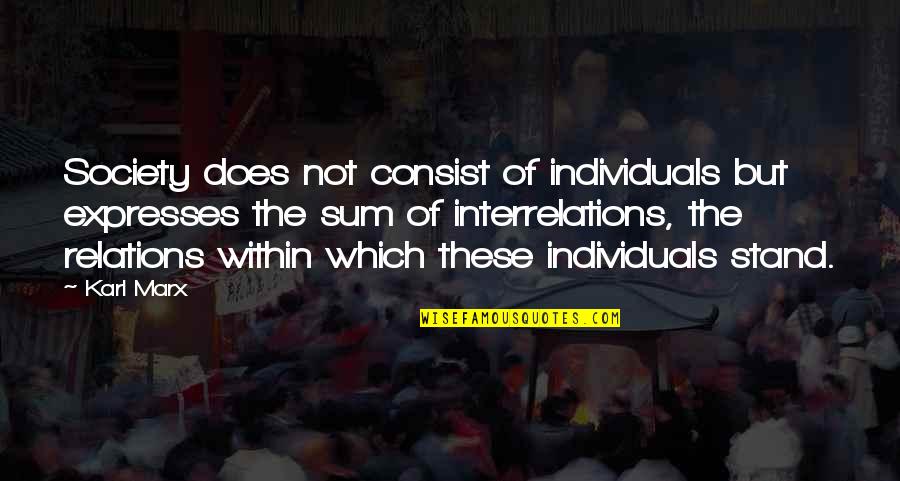 Individuals In Society Quotes By Karl Marx: Society does not consist of individuals but expresses