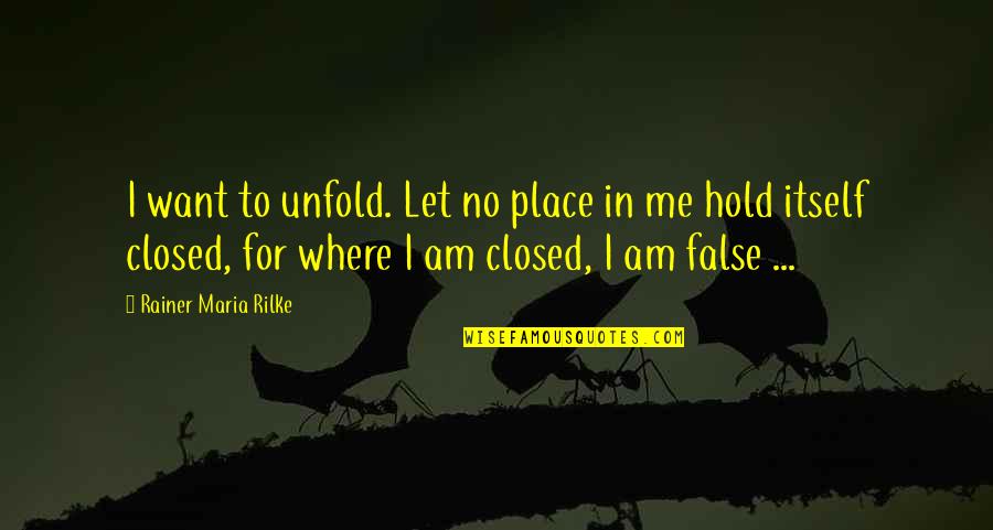 Indogermanische Sprache Quotes By Rainer Maria Rilke: I want to unfold. Let no place in