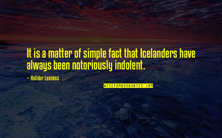 Indolent Quotes By Halldor Laxness: It is a matter of simple fact that