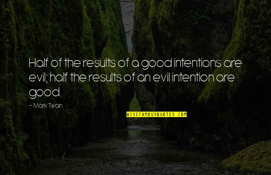 Indoor Spinning Quotes By Mark Twain: Half of the results of a good intentions