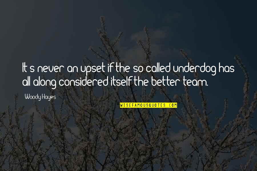 Indossare Imperfetto Quotes By Woody Hayes: It's never an upset if the so-called underdog