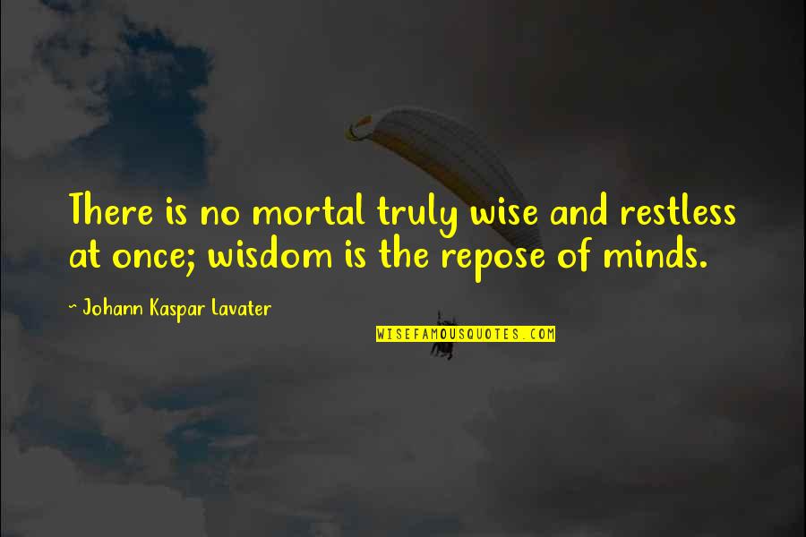Indreptarea Quotes By Johann Kaspar Lavater: There is no mortal truly wise and restless Indreptarea Quotes By Johann Kaspar Lavater: There is no mortal truly wise and restless