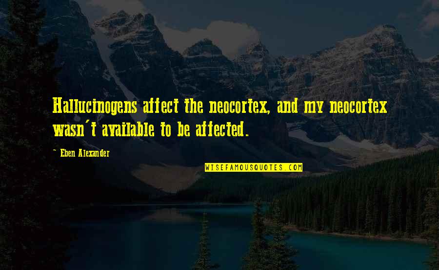 Indruk Hebben Quotes By Eben Alexander: Hallucinogens affect the neocortex, and my neocortex wasn't Indruk Hebben Quotes By Eben Alexander: Hallucinogens affect the neocortex, and my neocortex wasn't