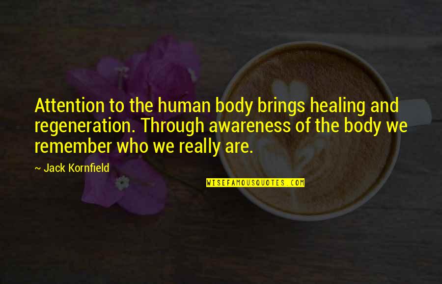 Inducement To Purchase Quotes By Jack Kornfield: Attention to the human body brings healing and