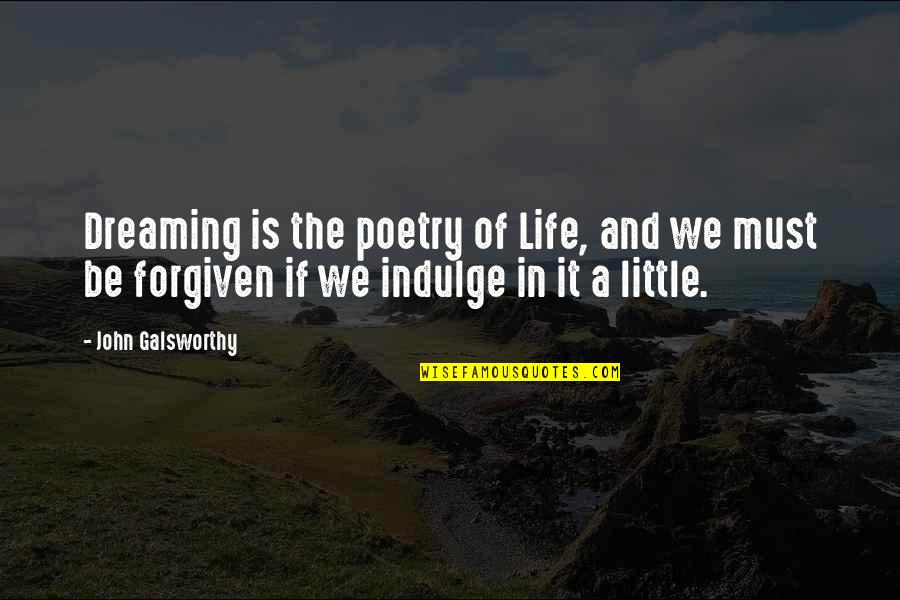 Indulge In Nature Quotes By John Galsworthy: Dreaming is the poetry of Life, and we