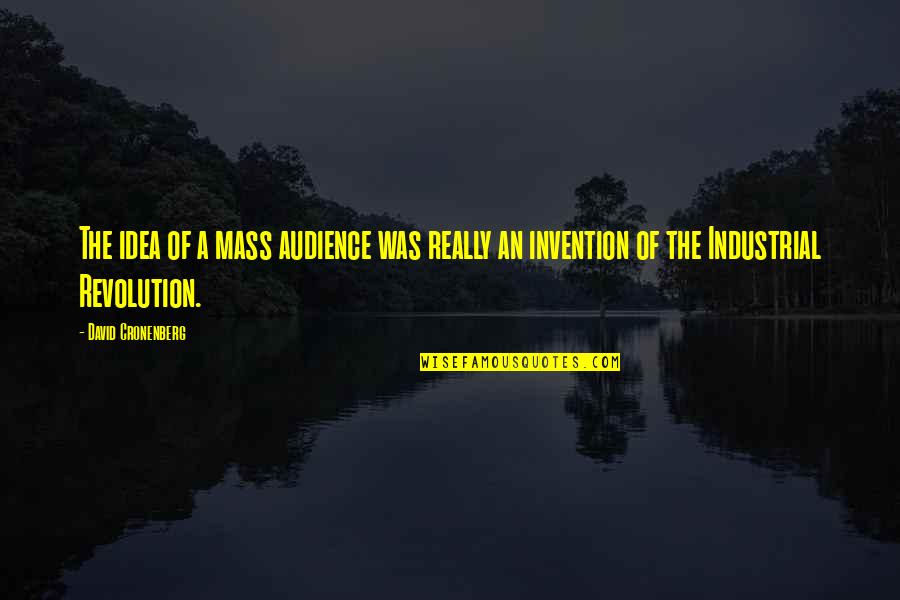 Industrial Revolution Invention Quotes By David Cronenberg: The idea of a mass audience was really Industrial Revolution Invention Quotes By David Cronenberg: The idea of a mass audience was really