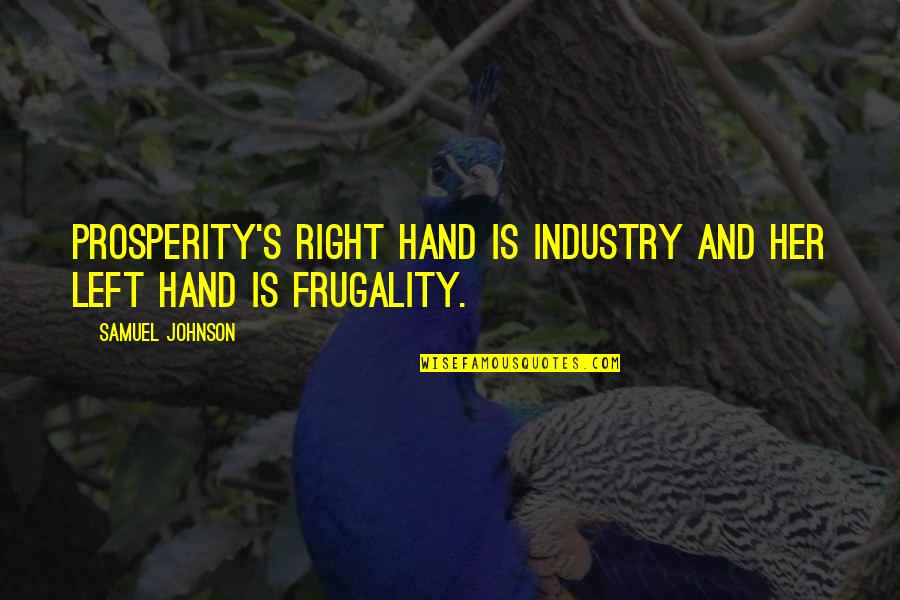 Industry's Quotes By Samuel Johnson: Prosperity's right hand is industry and her left
