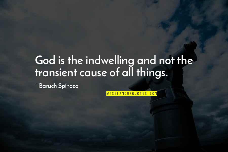 Indwelling Quotes By Baruch Spinoza: God is the indwelling and not the transient Indwelling Quotes By Baruch Spinoza: God is the indwelling and not the transient