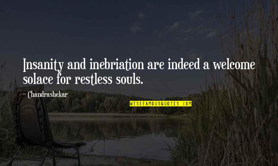 Inebriation Quotes By Chandrashekar: Insanity and inebriation are indeed a welcome solace