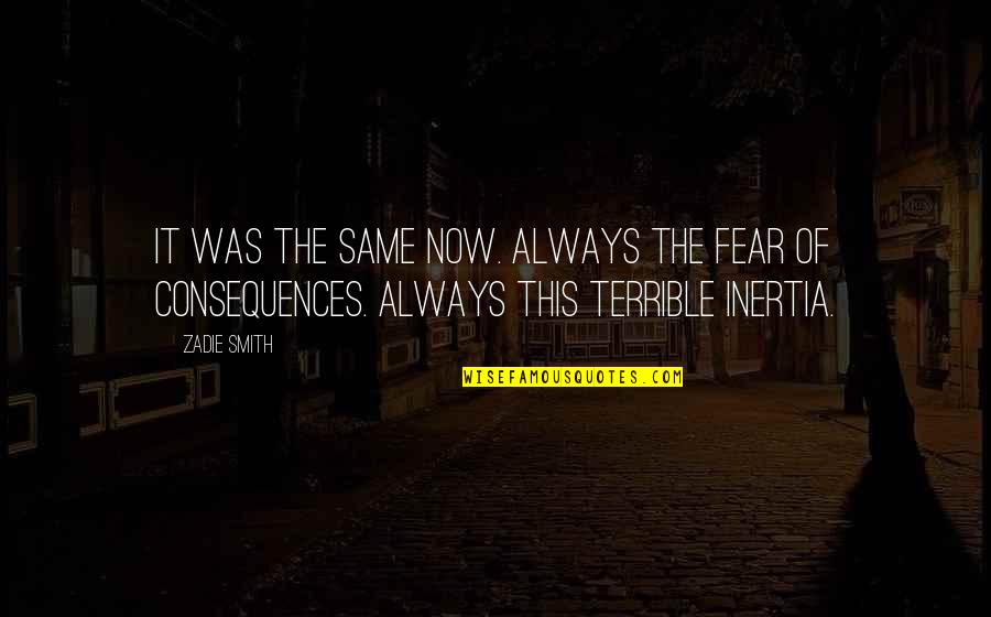 Inertia Quotes By Zadie Smith: It was the same now. Always the fear