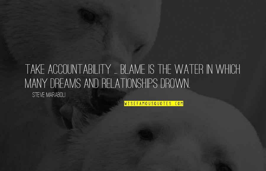 Inertness Synonym Quotes By Steve Maraboli: Take accountability ... Blame is the water in
