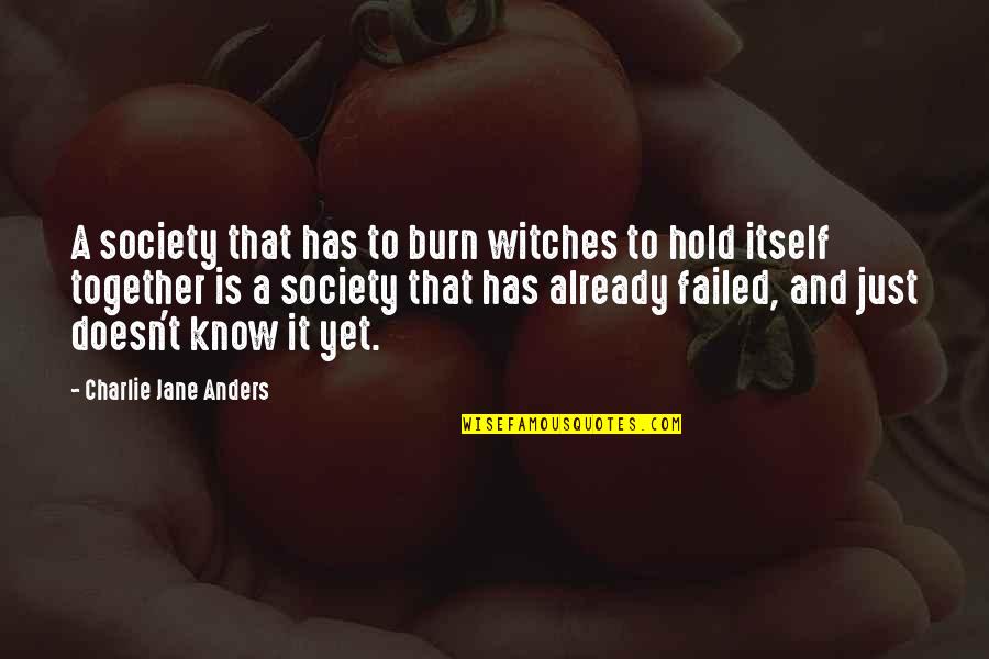 Inespravy Quotes By Charlie Jane Anders: A society that has to burn witches to
