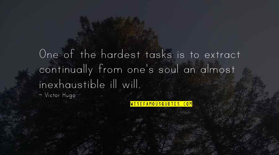 Inexhaustible Quotes By Victor Hugo: One of the hardest tasks is to extract