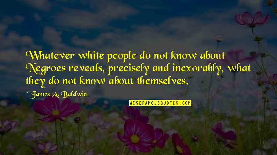 Inexorably Quotes By James A. Baldwin: Whatever white people do not know about Negroes