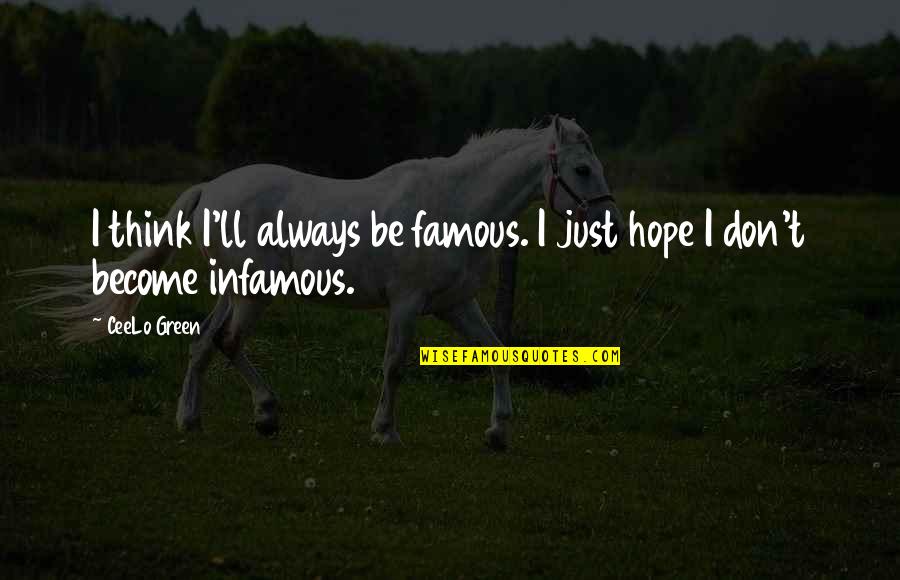 Infamous Famous Quotes By CeeLo Green: I think I'll always be famous. I just