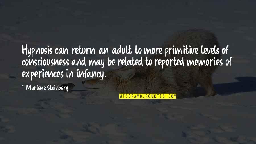 Infancy's Quotes By Marlene Steinberg: Hypnosis can return an adult to more primitive