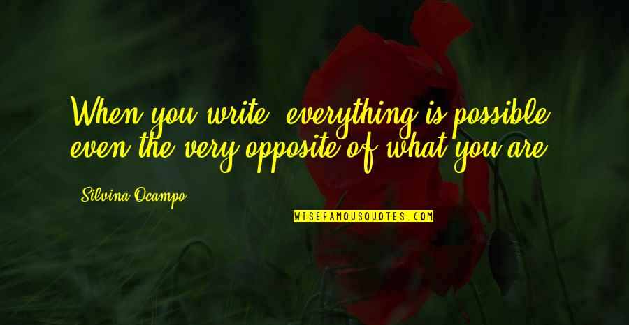 Infanticidal Quotes By Silvina Ocampo: When you write, everything is possible, even the