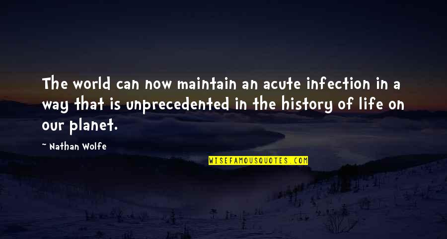 Infection Quotes By Nathan Wolfe: The world can now maintain an acute infection