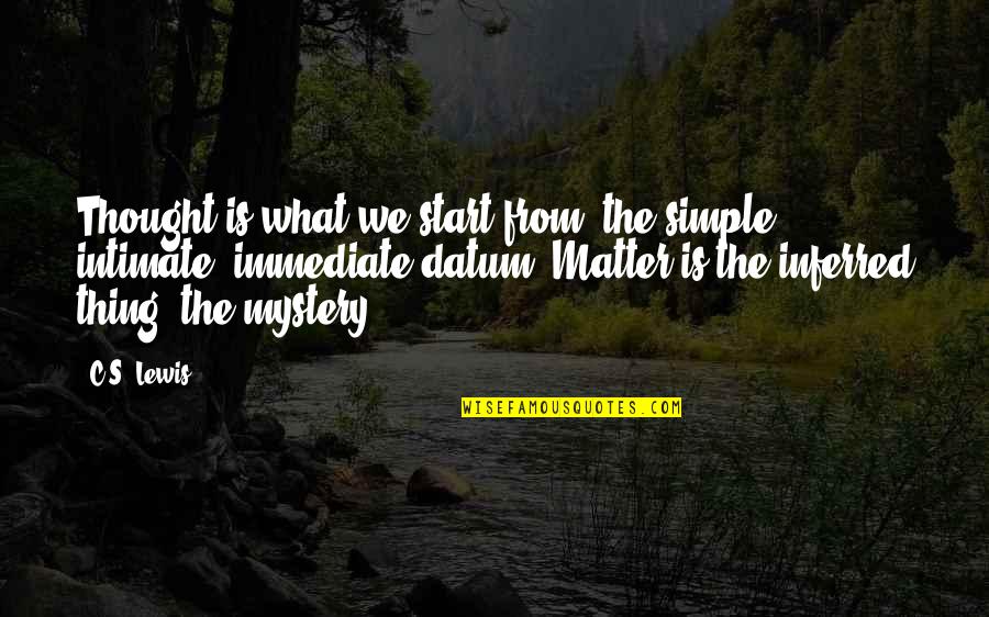 Inferred Quotes By C.S. Lewis: Thought is what we start from: the simple, Inferred Quotes By C.S. Lewis: Thought is what we start from: the simple,