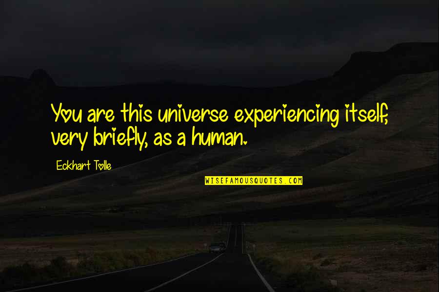 Infidelity Disloyalty Quotes By Eckhart Tolle: You are this universe experiencing itself, very briefly,